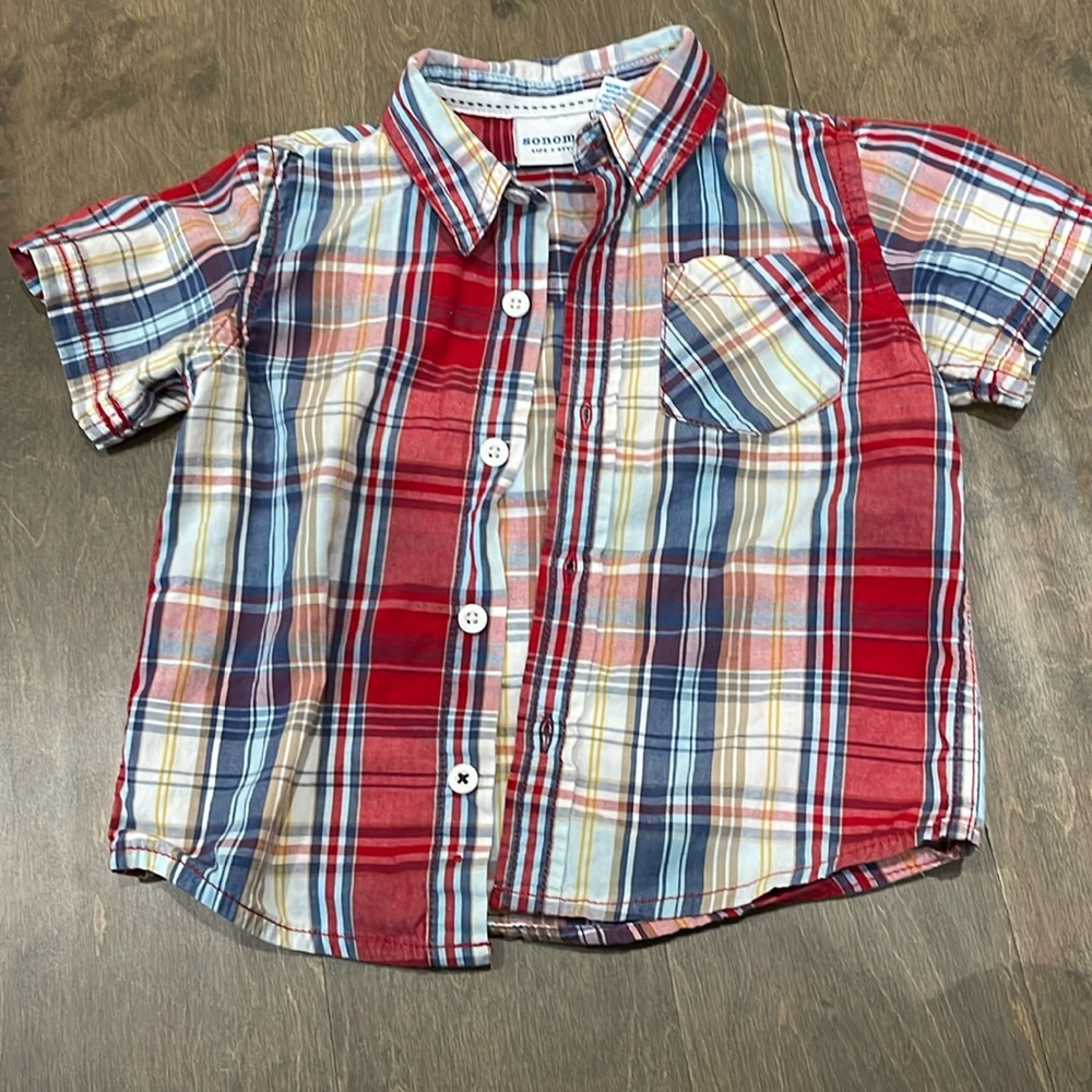 Sonoma short sleeve baby dress shirt size 24M